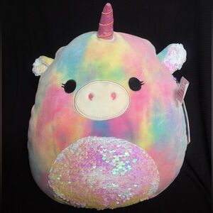 Squishmallows Unicorn Tie Dye Sequin belly Esmeralda NWT 14”